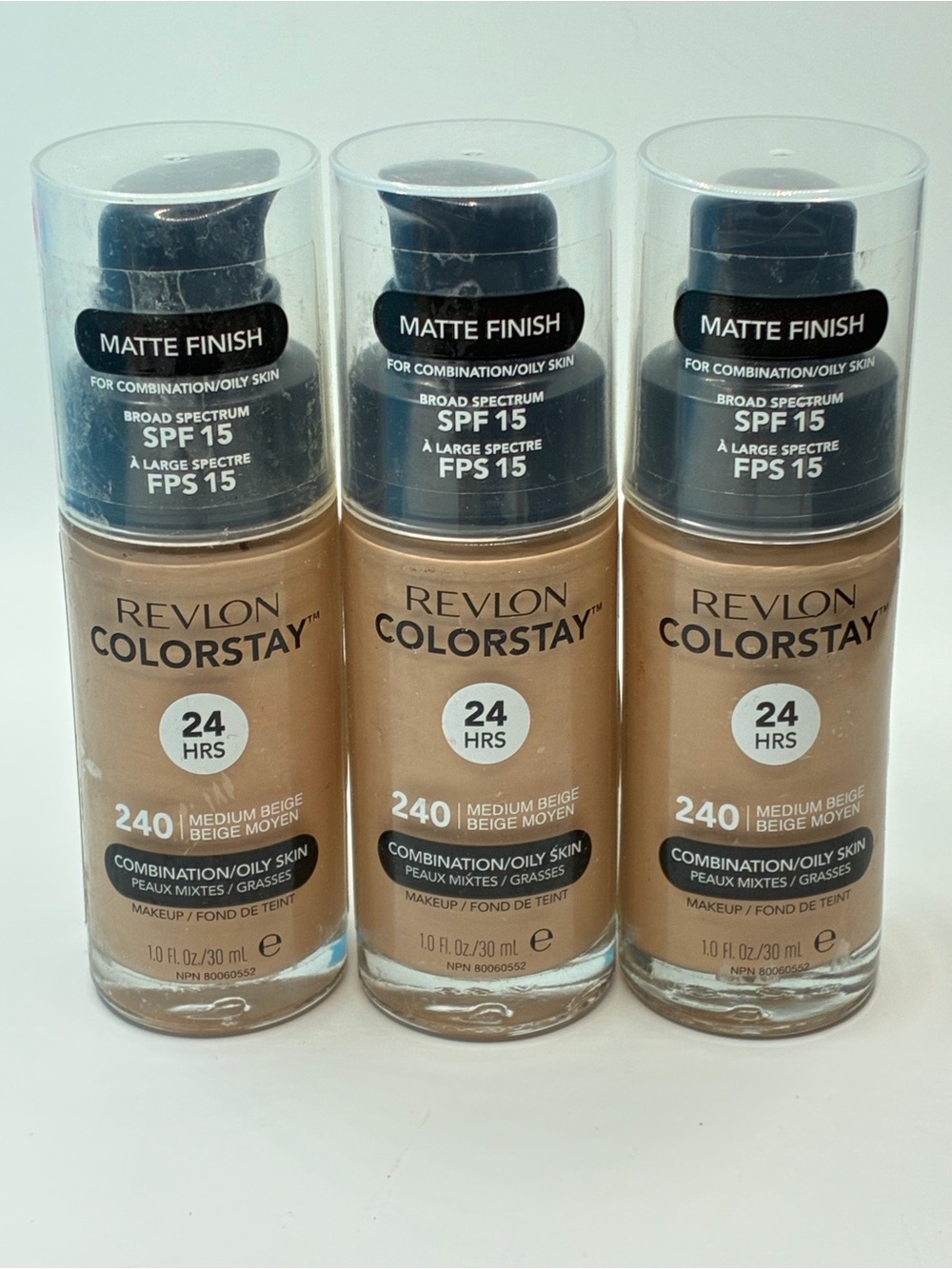 3-Pk Revlon Colorstay Matte SPF 24 Hr Foundation Combo/Oily Skin - 240 Med Beige